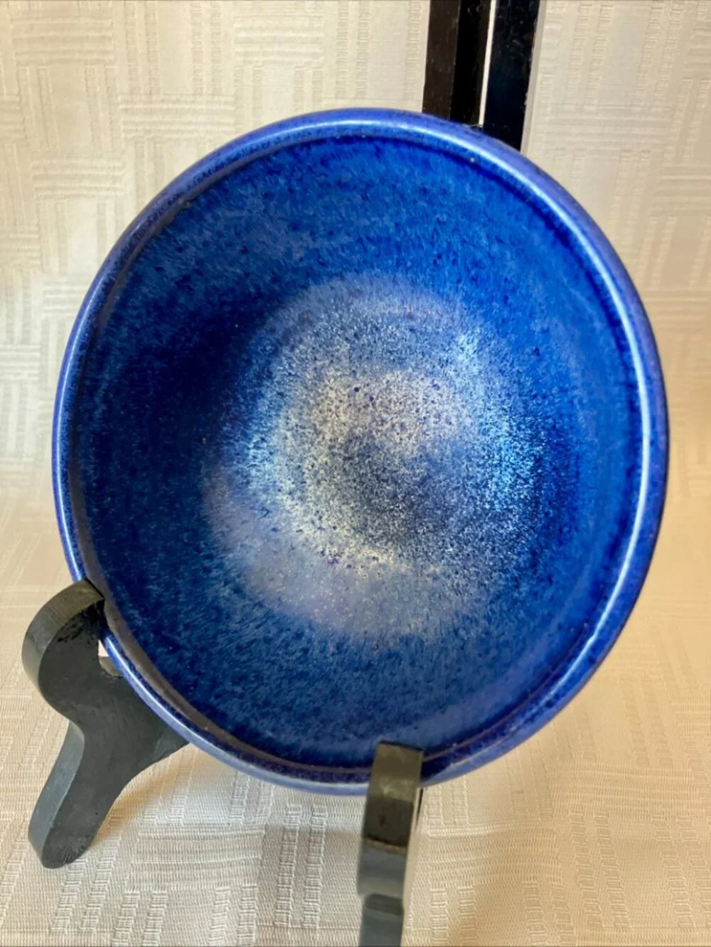 Set of 3 Studio Art Speckled Blue Violet Pottery Bowls Signed Hand Thrown Stonew